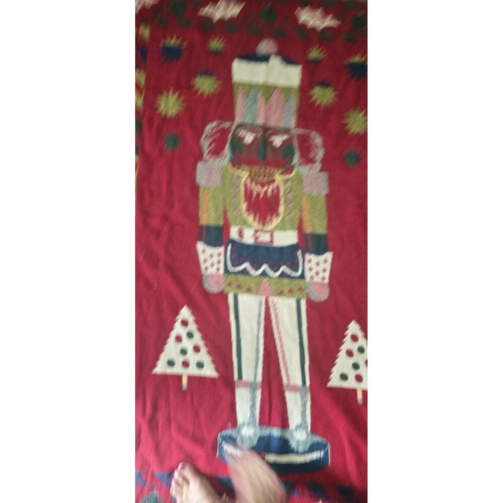 Nutcracker Blanket Solider Christmas Throw Woven Fringed Tapestry Holidays